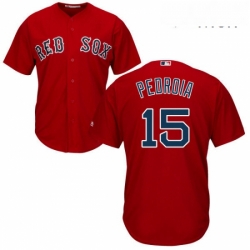 Mens Majestic Boston Red Sox 15 Dustin Pedroia Replica Red Alternate Home Cool Base MLB Jersey