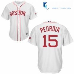 Mens Majestic Boston Red Sox 15 Dustin Pedroia Replica White New Alternate Home Cool Base MLB Jersey