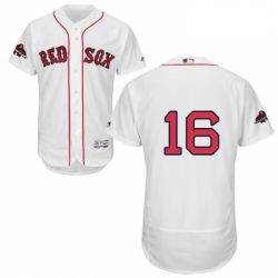 Mens Majestic Boston Red Sox 16 Andrew Benintendi White Home Flex Base Authentic Collection 2018 World Series Jersey