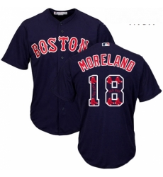 Mens Majestic Boston Red Sox 18 Mitch Moreland Authentic Navy Blue Team Logo Fashion Cool Base MLB Jersey