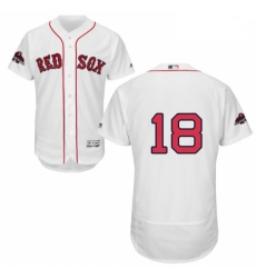 Mens Majestic Boston Red Sox 18 Mitch Moreland White Home Flex Base Authentic Collection 2018 World Series Jersey 