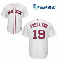 Mens Majestic Boston Red Sox 19 Fred Lynn Replica White Home Cool Base MLB Jersey