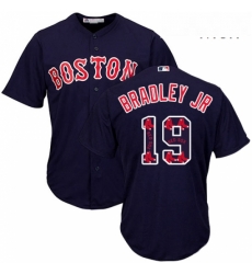 Mens Majestic Boston Red Sox 19 Jackie Bradley Jr Authentic Navy Blue Team Logo Fashion Cool Base MLB Jersey 
