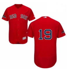 Mens Majestic Boston Red Sox 19 Jackie Bradley Jr Red Alternate Flex Base Authentic Collection 2018 World Series Jersey 