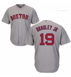 Mens Majestic Boston Red Sox 19 Jackie Bradley Jr Replica Grey Road Cool Base MLB Jersey 