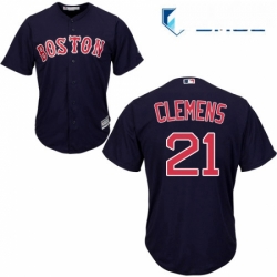 Mens Majestic Boston Red Sox 21 Roger Clemens Replica Navy Blue Alternate Road Cool Base MLB Jersey