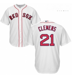 Mens Majestic Boston Red Sox 21 Roger Clemens Replica White Home Cool Base MLB Jersey