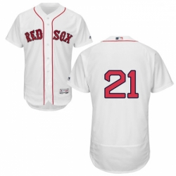 Mens Majestic Boston Red Sox 21 Roger Clemens White Flexbase Authentic Collection MLB Jersey