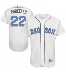 Mens Majestic Boston Red Sox 22 Rick Porcello Authentic White 2016 Fathers Day Fashion Flex Base MLB Jersey