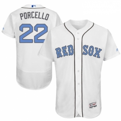 Mens Majestic Boston Red Sox 22 Rick Porcello Authentic White 2016 Fathers Day Fashion Flex Base MLB Jersey