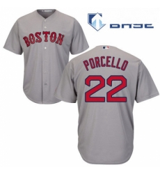 Mens Majestic Boston Red Sox 22 Rick Porcello Replica Grey Road Cool Base MLB Jersey