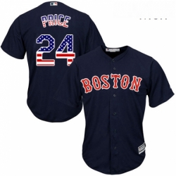 Mens Majestic Boston Red Sox 24 David Price Authentic Navy Blue USA Flag Fashion MLB Jersey