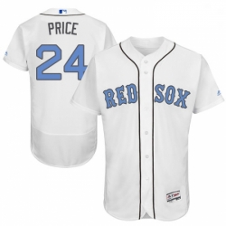 Mens Majestic Boston Red Sox 24 David Price Authentic White 2016 Fathers Day Fashion Flex Base MLB Jersey