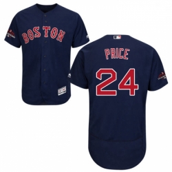 Mens Majestic Boston Red Sox 24 David Price Navy Blue Alternate Flex Base Authentic Collection 2018 World Series Jersey 