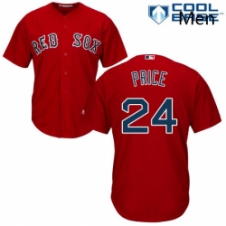 Mens Majestic Boston Red Sox 24 David Price Replica Red Alternate Home Cool Base MLB Jersey