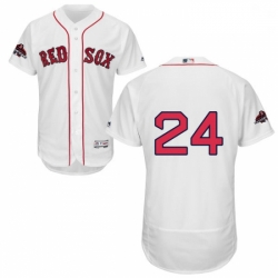 Mens Majestic Boston Red Sox 24 David Price White Home Flex Base Authentic Collection 2018 World Series Jersey