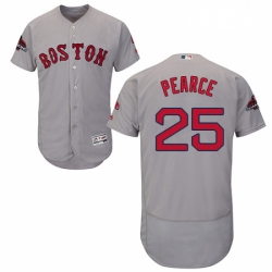 Mens Majestic Boston Red Sox 25 Steve Pearce Grey Road Flex Base Authentic Collection 2018 World Series Jersey