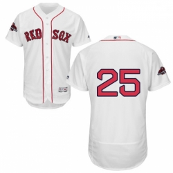 Mens Majestic Boston Red Sox 25 Steve Pearce White Home Flex Base Authentic Collection 2018 World Series Jersey