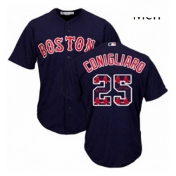 Mens Majestic Boston Red Sox 25 Tony Conigliaro Authentic Navy Blue Team Logo Fashion Cool Base MLB Jersey 
