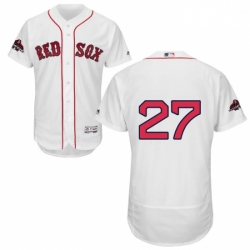 Mens Majestic Boston Red Sox 27 Carlton Fisk White Home Flex Base Authentic Collection 2018 World Series Jersey