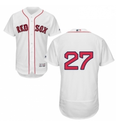 Mens Majestic Boston Red Sox 27 Carlton Fisk White Home Flex Base Authentic Collection MLB Jersey