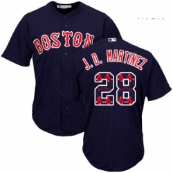 Mens Majestic Boston Red Sox 28 J D Martinez Authentic Navy Blue Team Logo Fashion Cool Base MLB Jersey 