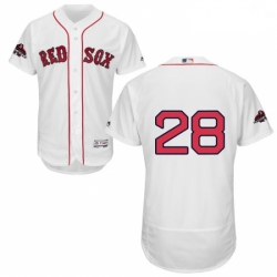 Mens Majestic Boston Red Sox 28 J D Martinez White Home Flex Base Authentic Collection 2018 World Series Jersey
