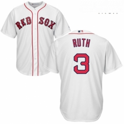 Mens Majestic Boston Red Sox 3 Babe Ruth Replica White Home Cool Base MLB Jersey