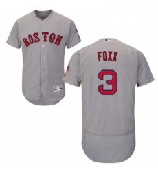 Mens Majestic Boston Red Sox 3 Jimmie Foxx Grey Road Flex Base Authentic Collection MLB Jersey