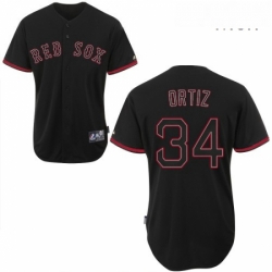 Mens Majestic Boston Red Sox 34 David Ortiz Authentic Black Fashion MLB Jersey