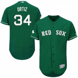 Mens Majestic Boston Red Sox 34 David Ortiz Green Celtic Flexbase Authentic Collection MLB Jersey