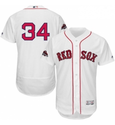 Mens Majestic Boston Red Sox 34 David Ortiz White Home Flex Base Authentic Collection 2018 World Series Jersey