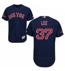 Mens Majestic Boston Red Sox 37 Bill Lee Navy Blue Alternate Flex Base Authentic Collection 2018 World Series Jersey