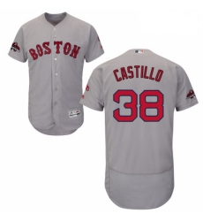 Mens Majestic Boston Red Sox 38 Rusney Castillo Grey Road Flex Base Authentic Collection 2018 World Series Jersey 