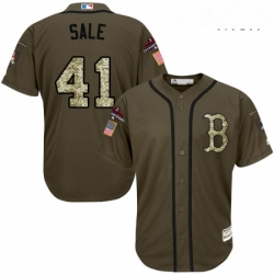 Mens Majestic Boston Red Sox 41 Chris Sale Authentic Green Salute to Service 2018 World Series Champions MLB Jersey