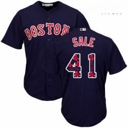 Mens Majestic Boston Red Sox 41 Chris Sale Authentic Navy Blue Team Logo Fashion Cool Base MLB Jersey