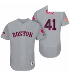 Mens Majestic Boston Red Sox 41 Chris Sale Grey Stars amp Stripes Authentic Collection Flex Base MLB Jersey
