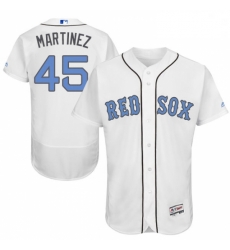 Mens Majestic Boston Red Sox 45 Pedro Martinez Authentic White 2016 Fathers Day Fashion Flex Base MLB Jersey