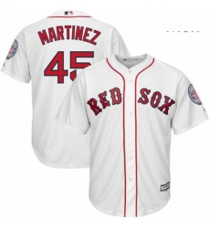 Mens Majestic Boston Red Sox 45 Pedro Martinez Authentic White Cooperstown MLB Jersey