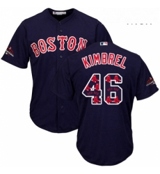 Mens Majestic Boston Red Sox 46 Craig Kimbrel Authentic Navy Blue Team Logo Fashion Cool Base 2018 World Series Champions MLB Jersey