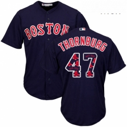 Mens Majestic Boston Red Sox 47 Tyler Thornburg Authentic Navy Blue Team Logo Fashion Cool Base MLB Jersey
