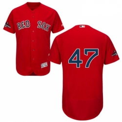Mens Majestic Boston Red Sox 47 Tyler Thornburg Red Alternate Flex Base Authentic Collection 2018 World Series Jersey
