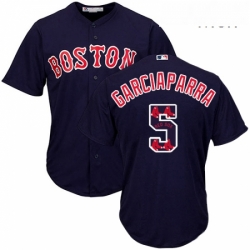 Mens Majestic Boston Red Sox 5 Nomar Garciaparra Authentic Navy Blue Team Logo Fashion Cool Base MLB Jersey