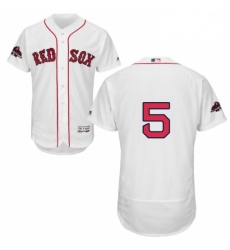 Mens Majestic Boston Red Sox 5 Nomar Garciaparra White Home Flex Base Authentic Collection 2018 World Series Jersey