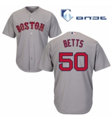 Mens Majestic Boston Red Sox 50 Mookie Betts Replica Grey Road Cool Base MLB Jersey