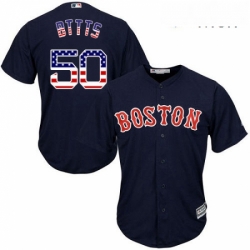 Mens Majestic Boston Red Sox 50 Mookie Betts Replica Navy Blue USA Flag Fashion Road Cool Base MLB Jersey