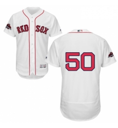 Mens Majestic Boston Red Sox 50 Mookie Betts White Home Flex Base Authentic Collection 2018 World Series Jersey