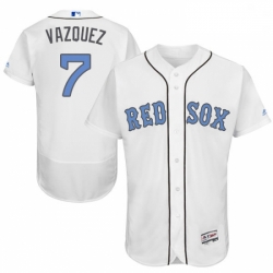 Mens Majestic Boston Red Sox 7 Christian Vazquez Authentic White 2016 Fathers Day Fashion Flex Base Jersey 
