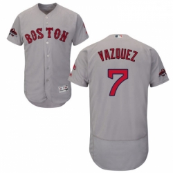 Mens Majestic Boston Red Sox 7 Christian Vazquez Grey Road Flex Base Authentic Collection 2018 World Series Jersey