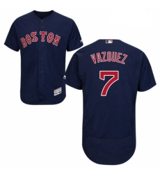 Mens Majestic Boston Red Sox 7 Christian Vazquez Navy Blue Alternate Flex Base Authentic Collection 2018 World Series Jersey